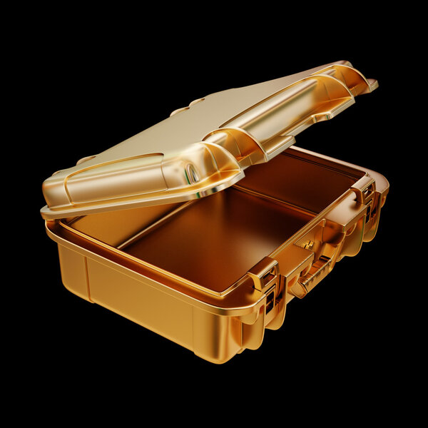 Illustration of a golden suitcase. Isolated