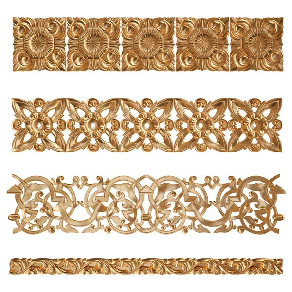 Set of gold pattern. Isolated over white background — Stock Photo, Image