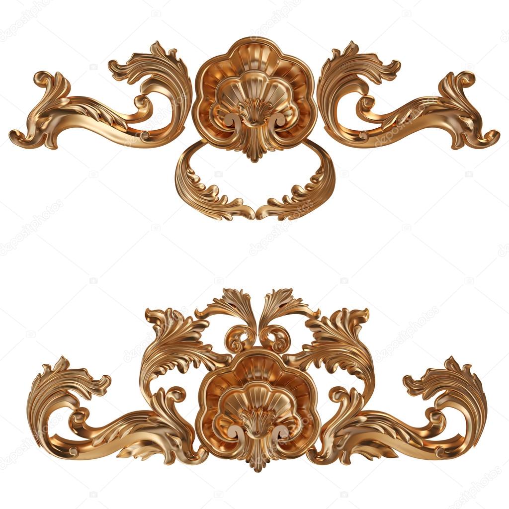 Set of gold ornament. Isolated over white background