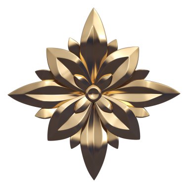 Antik altın süs beyaz bir arka plan üzerinde 3D set