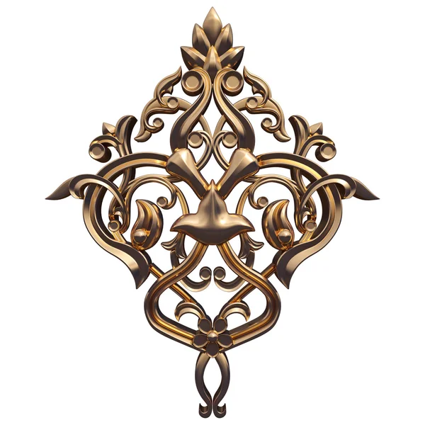 Antik altın süs beyaz bir arka plan üzerinde 3D set