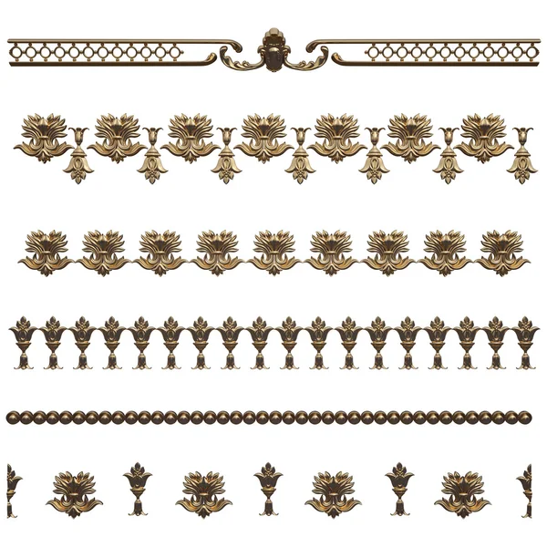 Set di ornamenti d'oro. isolato su sfondo bianco — Foto Stock