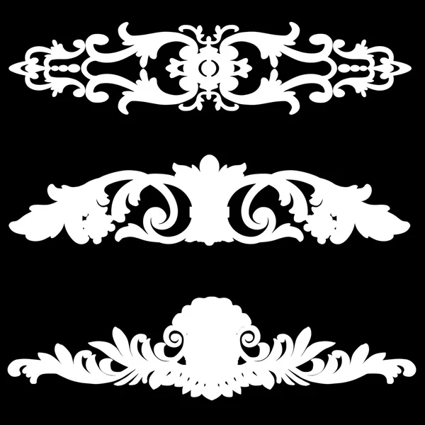White floral ornaments or borders on black background