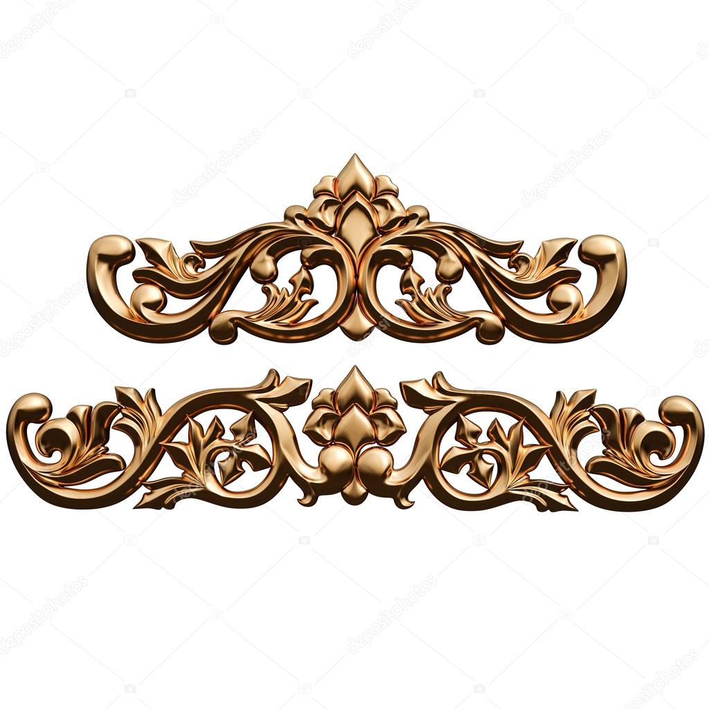 Set of gold ornament. Isolated over white background