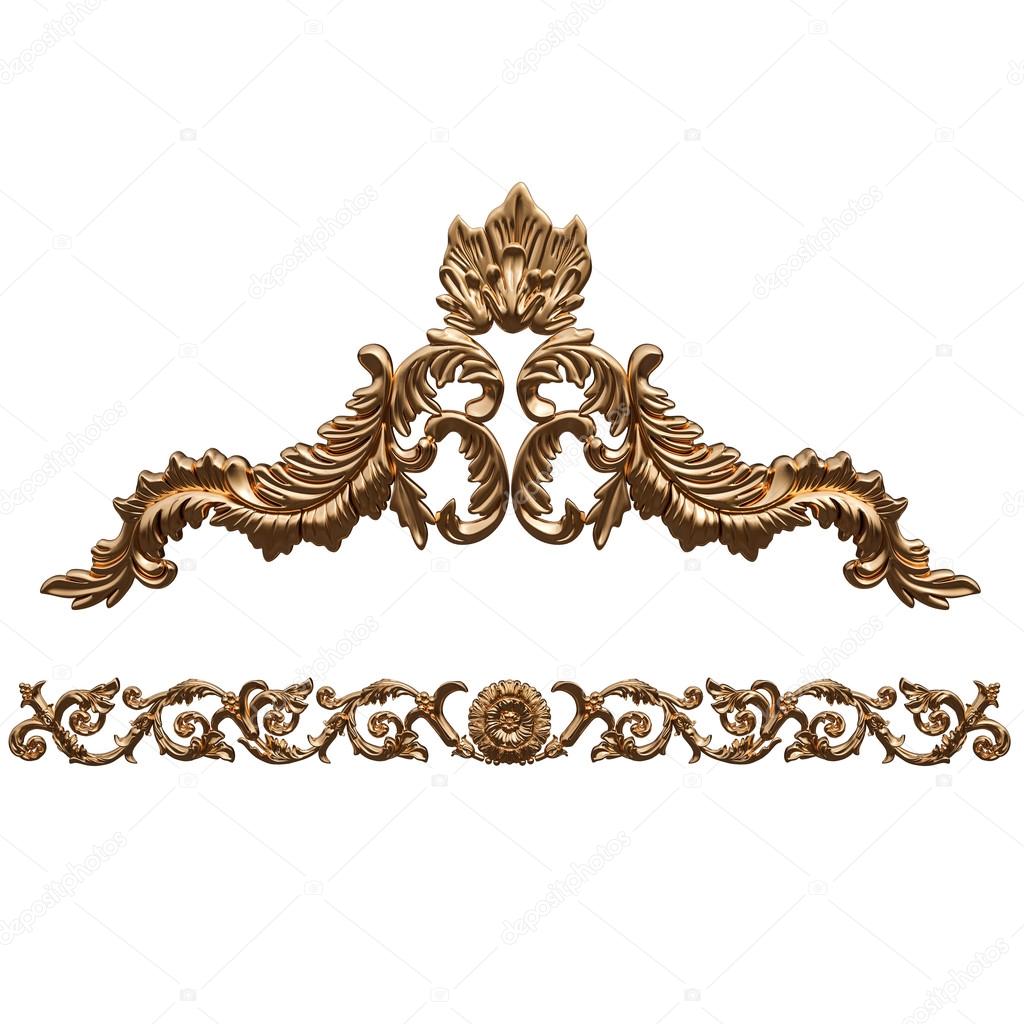 Set of gold ornament. Isolated over white background