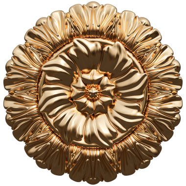 Altın süs kümesi. Beyaz arka plan üzerinde izole