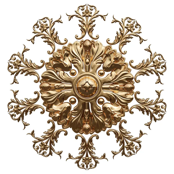 Altın süs kümesi. Beyaz arka plan üzerinde izole