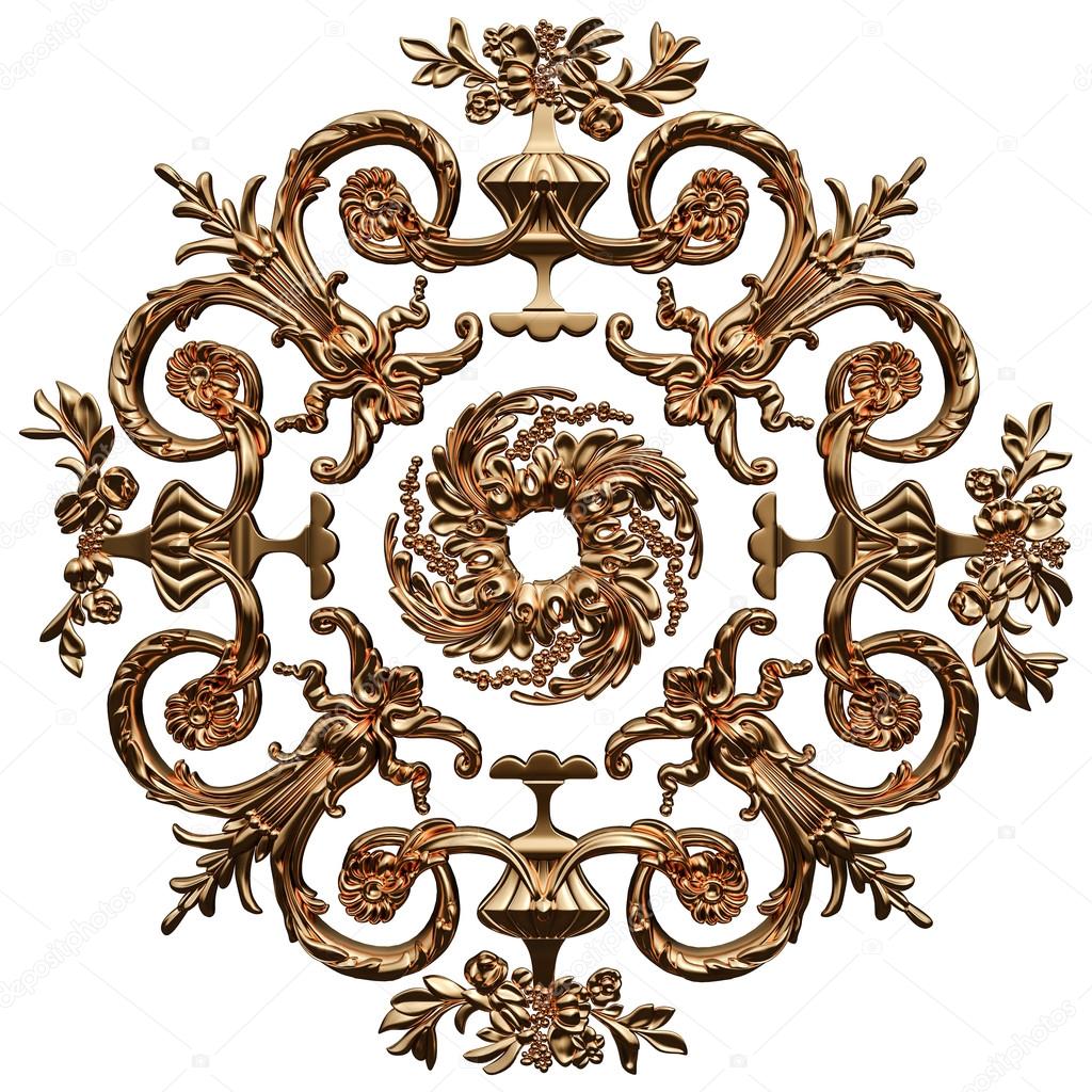 Set of gold ornament. Isolated over white background