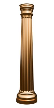 Beyaz arka plan üzerinde izole altın sütunlar