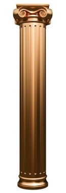 Beyaz arka plan üzerinde izole altın sütunlar