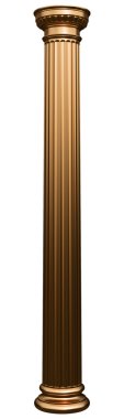 Beyaz arka plan üzerinde izole altın sütunlar