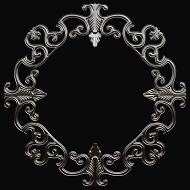 Krom Çerçeve kümesi. Siyah arka plan üzerinde izole