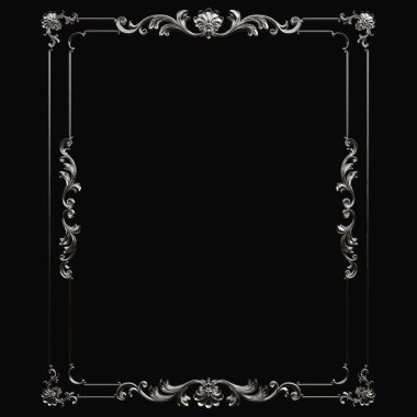 Krom Çerçeve kümesi. Siyah arka plan üzerinde izole