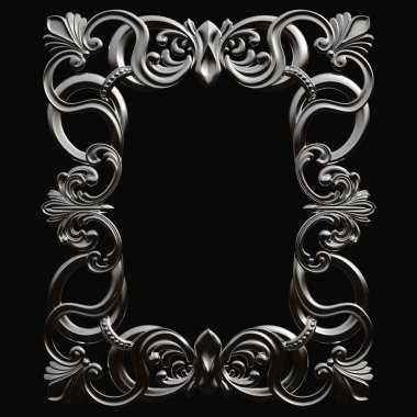 Krom Çerçeve kümesi. Siyah arka plan üzerinde izole