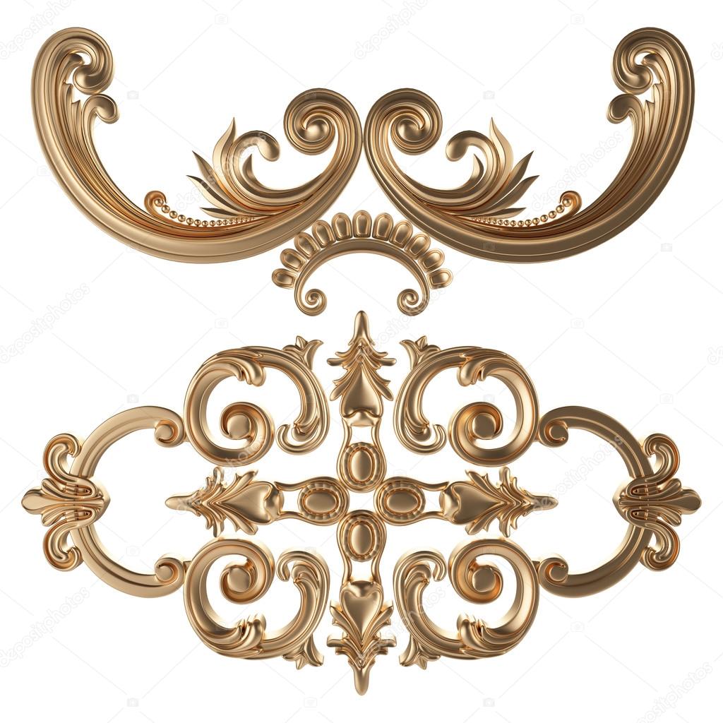 Set of gold ornament. Isolated over white background