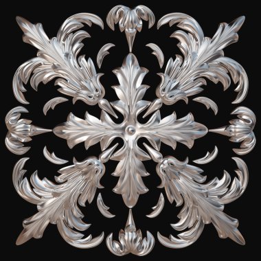 Krom desen. Siyah arka plan üzerinde izole