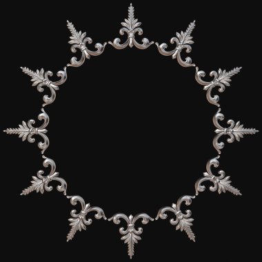 Krom Çerçeve kümesi. Siyah arka plan üzerinde izole