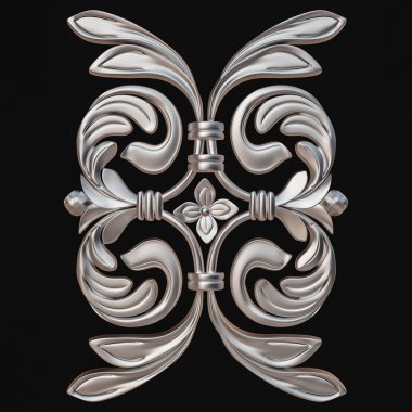 Krom süsleme. Siyah arka plan üzerinde izole