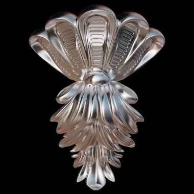 Krom süsleme. Siyah arka plan üzerinde izole