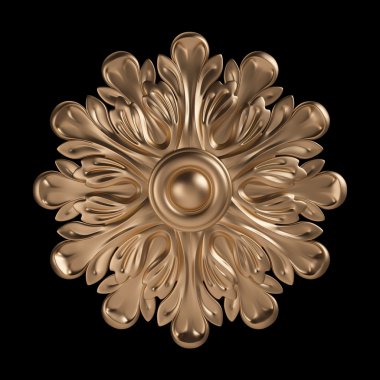 bir antik altın desen siyah bir arka plan üzerinde 3D set