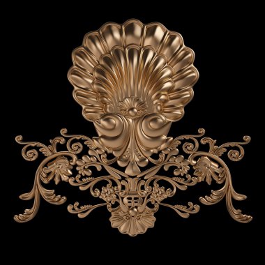 bir antik altın desen siyah bir arka plan üzerinde 3D set