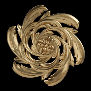 Siyah bir zemin üzerine altın süsleme