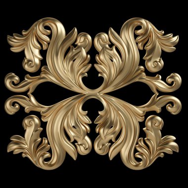 Siyah bir zemin üzerine altın süsleme