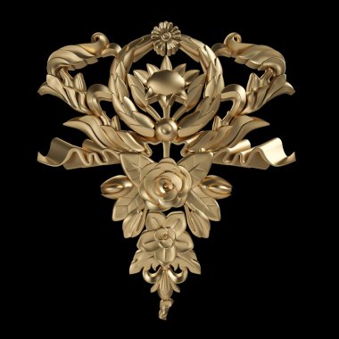 Siyah bir zemin üzerine altın süsleme