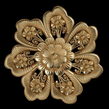 Siyah bir zemin üzerine altın süsleme