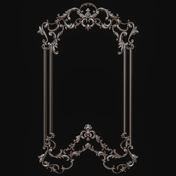 Set of chrome frame. Isolated over black background — Stock Photo, Image