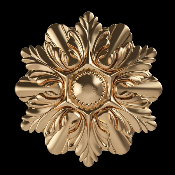 3D zestaw antyczny złoty ornament na czarnym tle — Zdjęcie stockowe