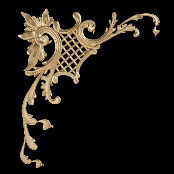 Gold ornament on a black background — Stock Photo, Image