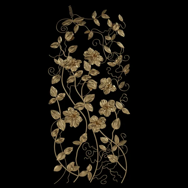 Siyah bir zemin üzerine altın süsleme