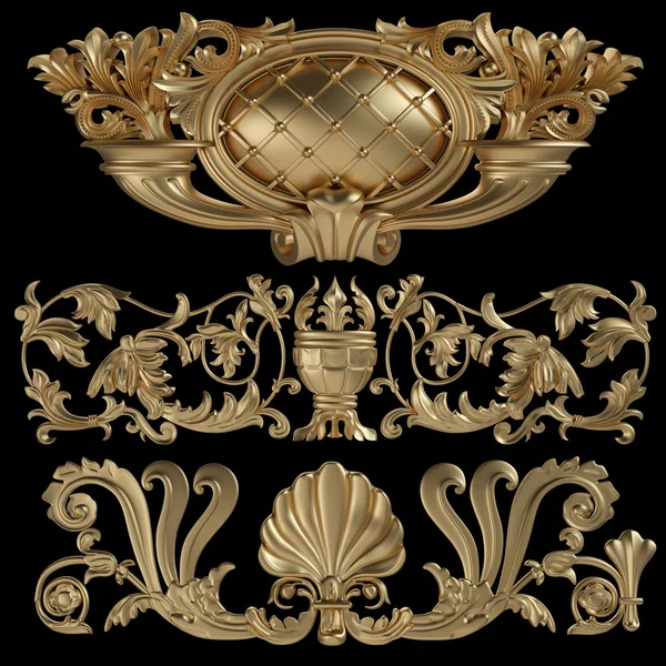 Ornamento in oro su sfondo nero — Foto Stock