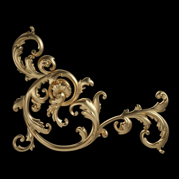 Gold ornament on a black background — Stock Photo, Image