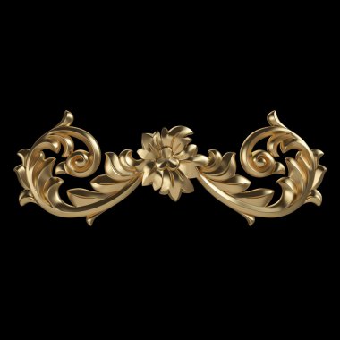 Siyah bir zemin üzerine altın süsleme