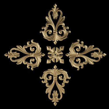 Siyah bir zemin üzerine altın süsleme