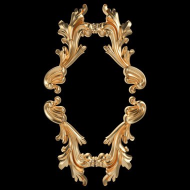 Altın Çerçeve. Siyah arka plan üzerinde izole