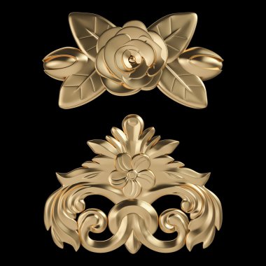 Siyah bir zemin üzerine altın süsleme