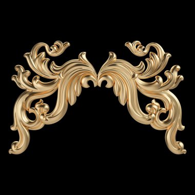 Siyah bir zemin üzerine altın süsleme