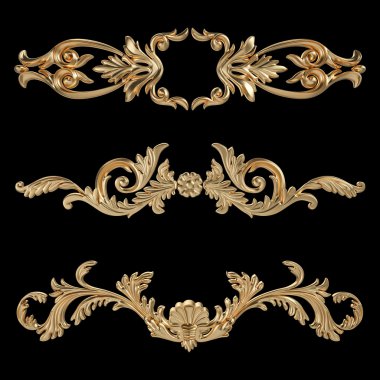 Siyah bir zemin üzerine altın süsleme