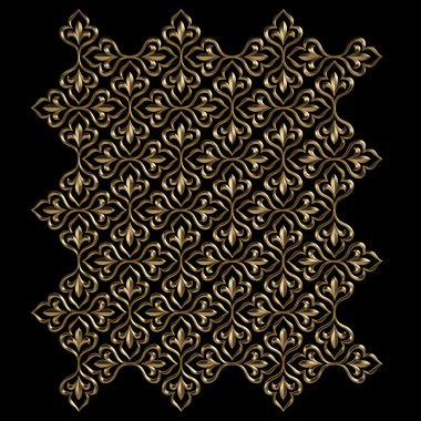 Siyah bir zemin üzerine altın süsleme