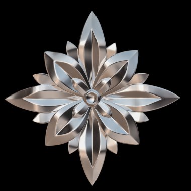 Krom süsleme. Siyah arka plan üzerinde izole