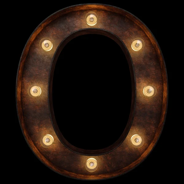 Алфавит ретро-лампочки. Изолированный на черном фоне — стоковое фото
