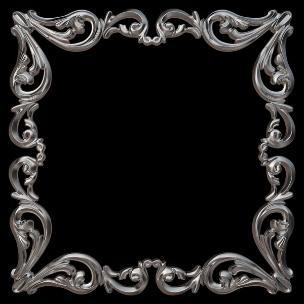 Uppsättning av chrome frame. Isolerade över svart bakgrund — Stockfoto