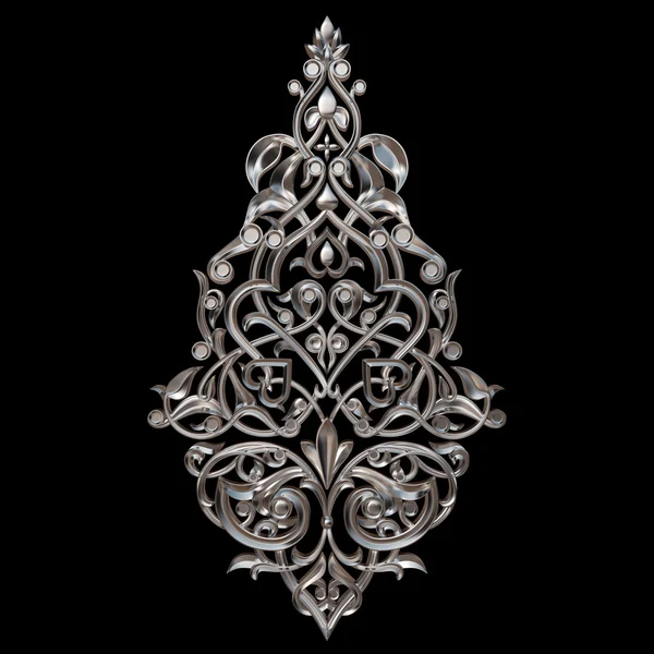 Krom süsleme. Siyah arka plan üzerinde izole