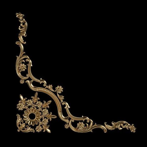 Ornamento de ouro em um fundo preto — Fotografia de Stock