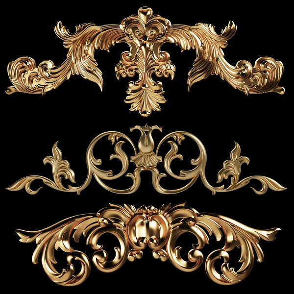 Gold ornament on a black background — Stock Photo, Image