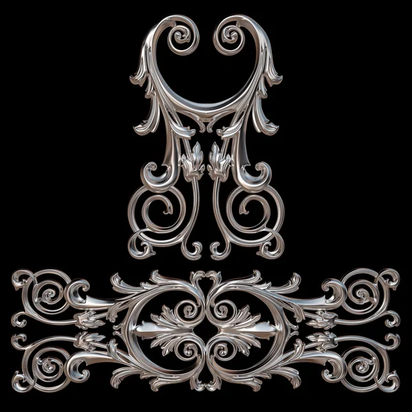 Ornamento cromado. Isolado sobre fundo preto — Fotografia de Stock