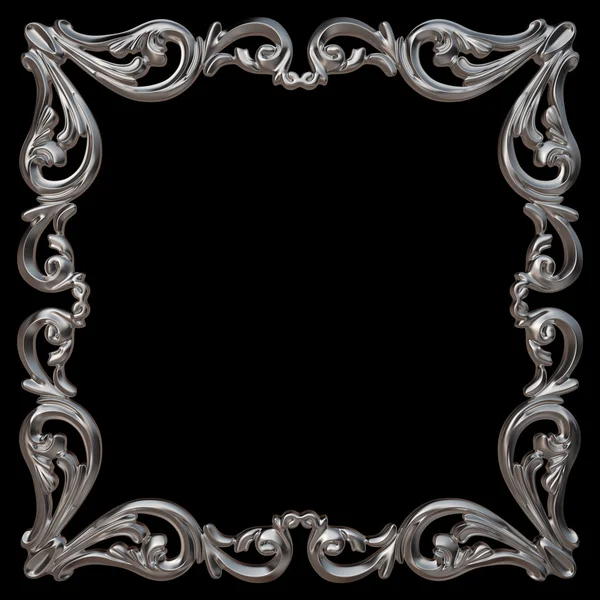 Set of chrome frame. Isolated over black background — Stock Photo, Image